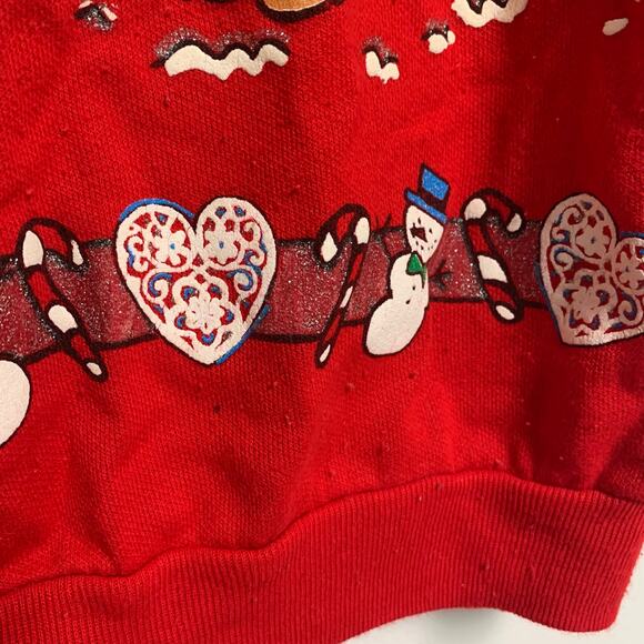 Nutcracker Kids Vintage Red Christmas Winter Glitter Crewneck Sweater Size Small - Picture 3 of 5